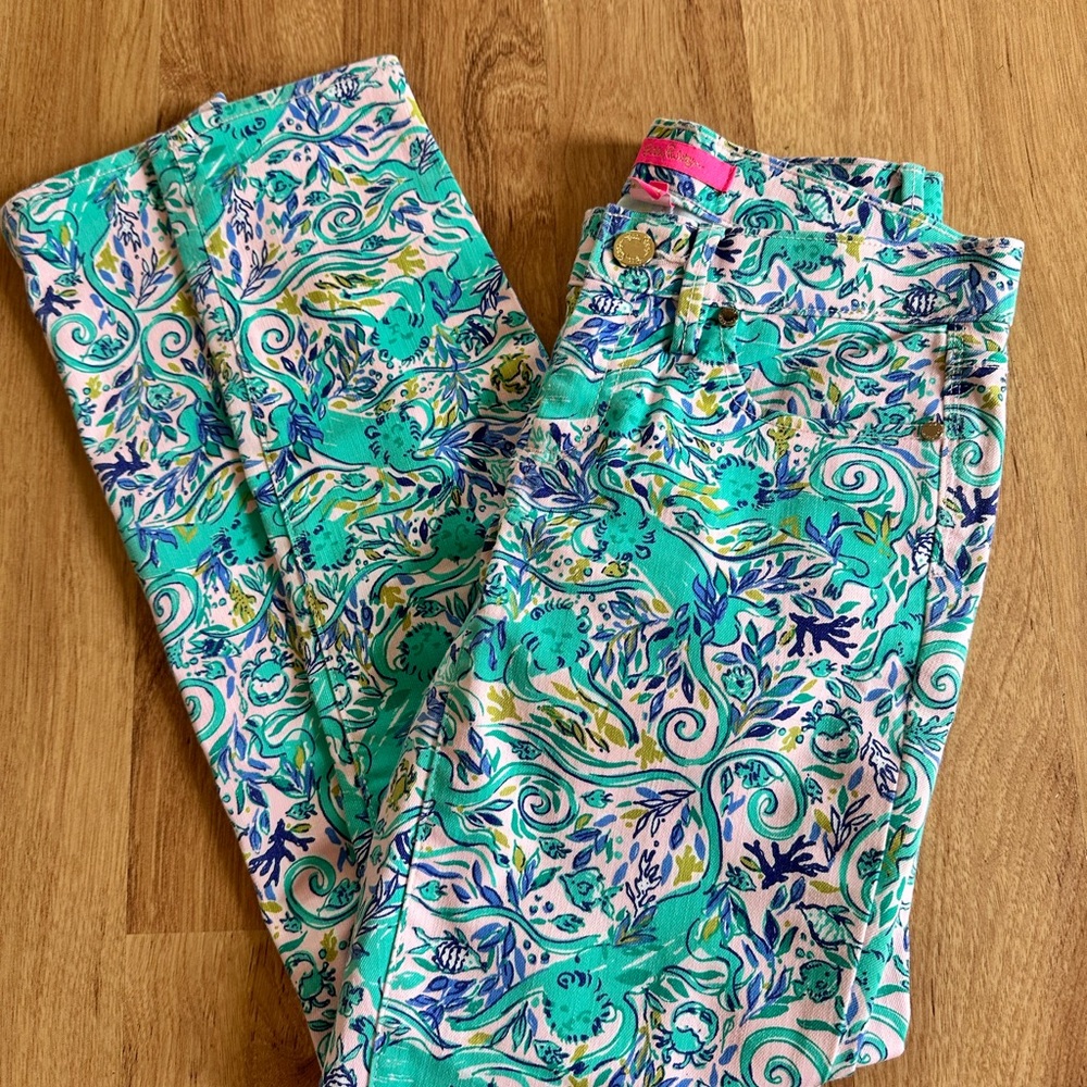 Lilly Pulitzer Low-Rise Teal Skinny Jeans